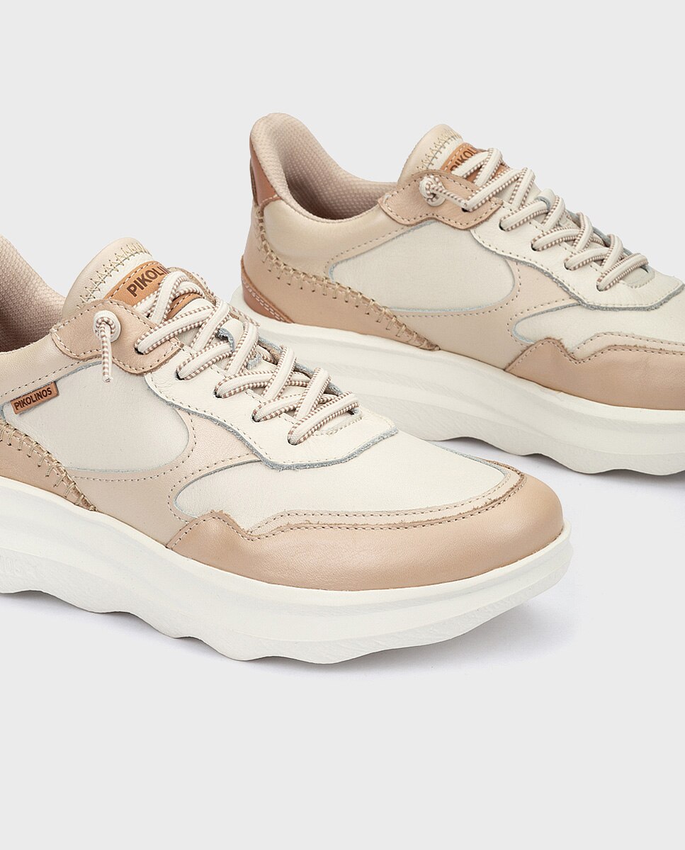 Zapatillas de mujer de piel con suela extraligera en color - Pikolinos - Blanco Blanco-4