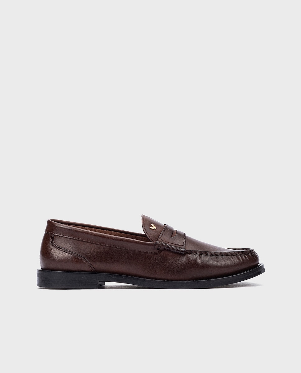 Imagen 0 de Mocasines de mujer de piel con plantilla acolchada en color marrón oscuro Marrón oscuro