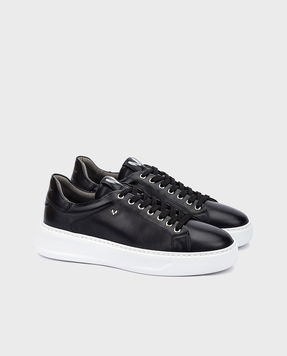 Zapatillas de hombre de piel con suela extraligera - Martinelli - Negro Negro-3