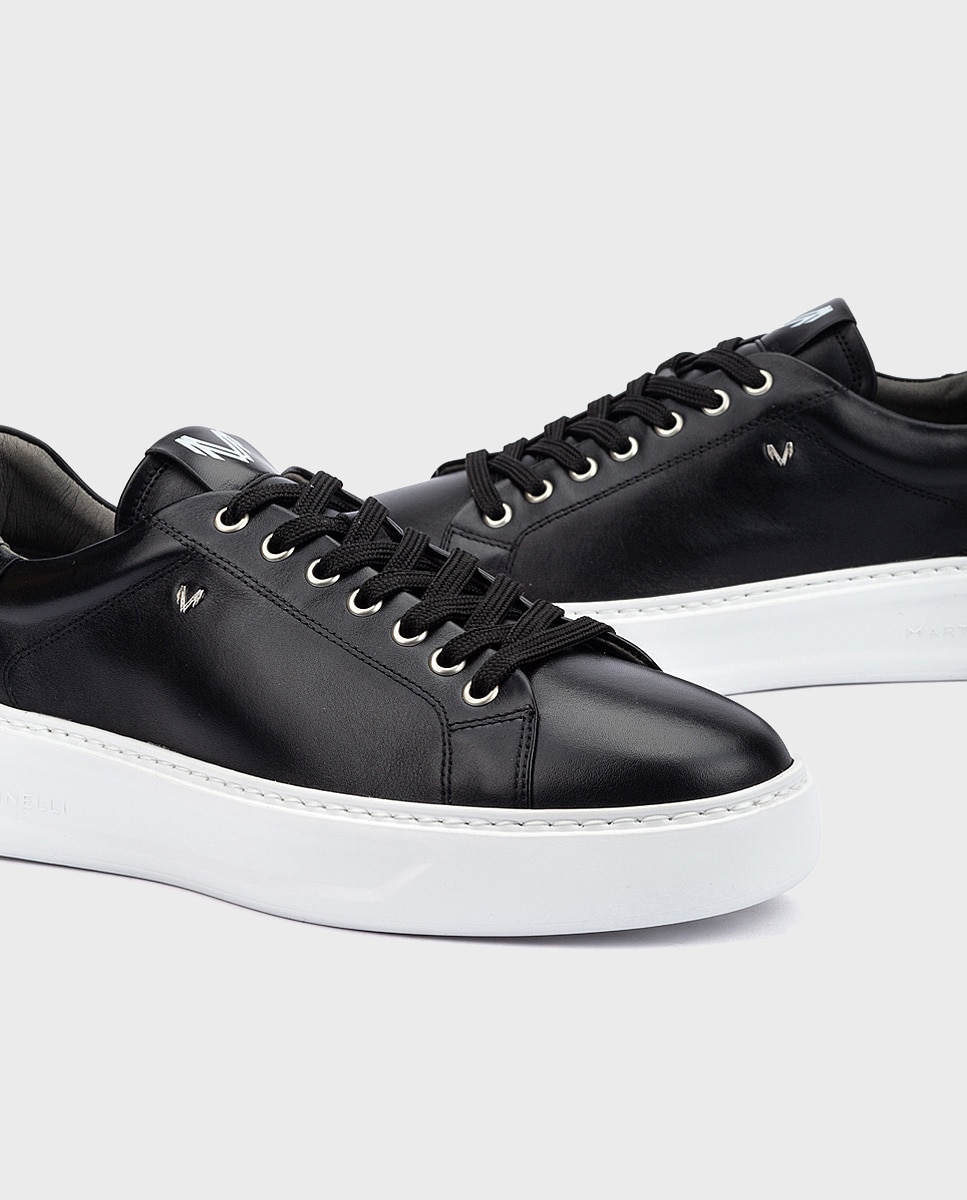 Zapatillas de hombre de piel con suela extraligera - Martinelli - Negro Negro-4