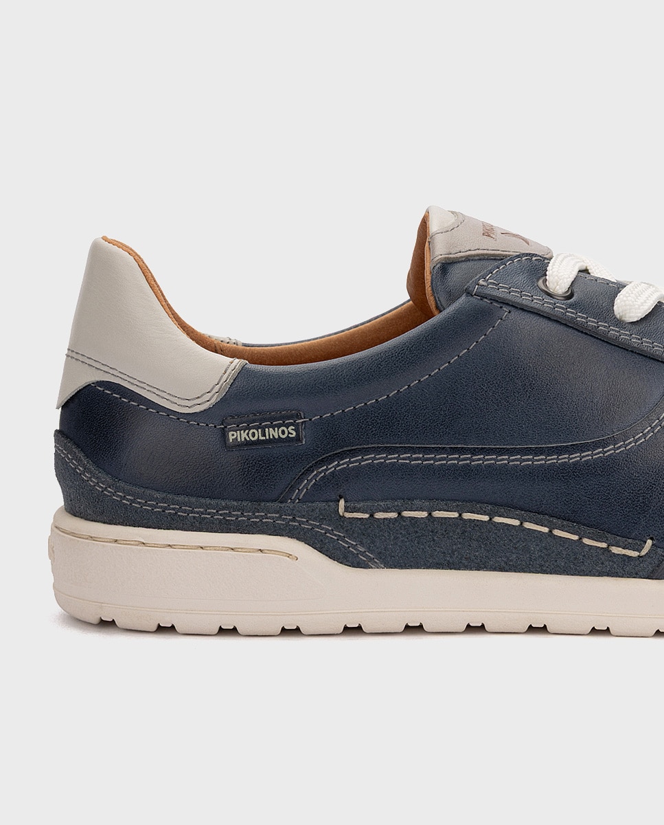 Zapatillas de hombre barefoot de piel con plantilla extraíble - Pikolinos - Azul Azul-4