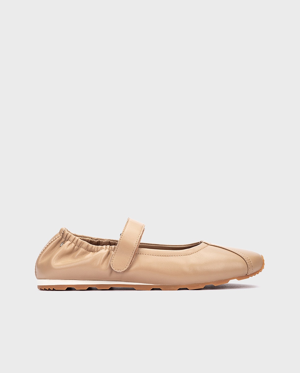 Bailarinas de mujer de piel con cierre adherente - Martinelli - Beige Beige-1