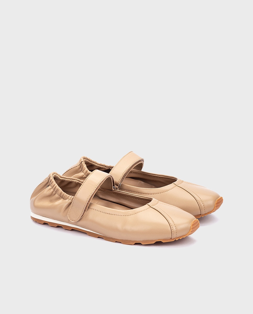 Bailarinas de mujer de piel con cierre adherente - Martinelli - Beige Beige-3