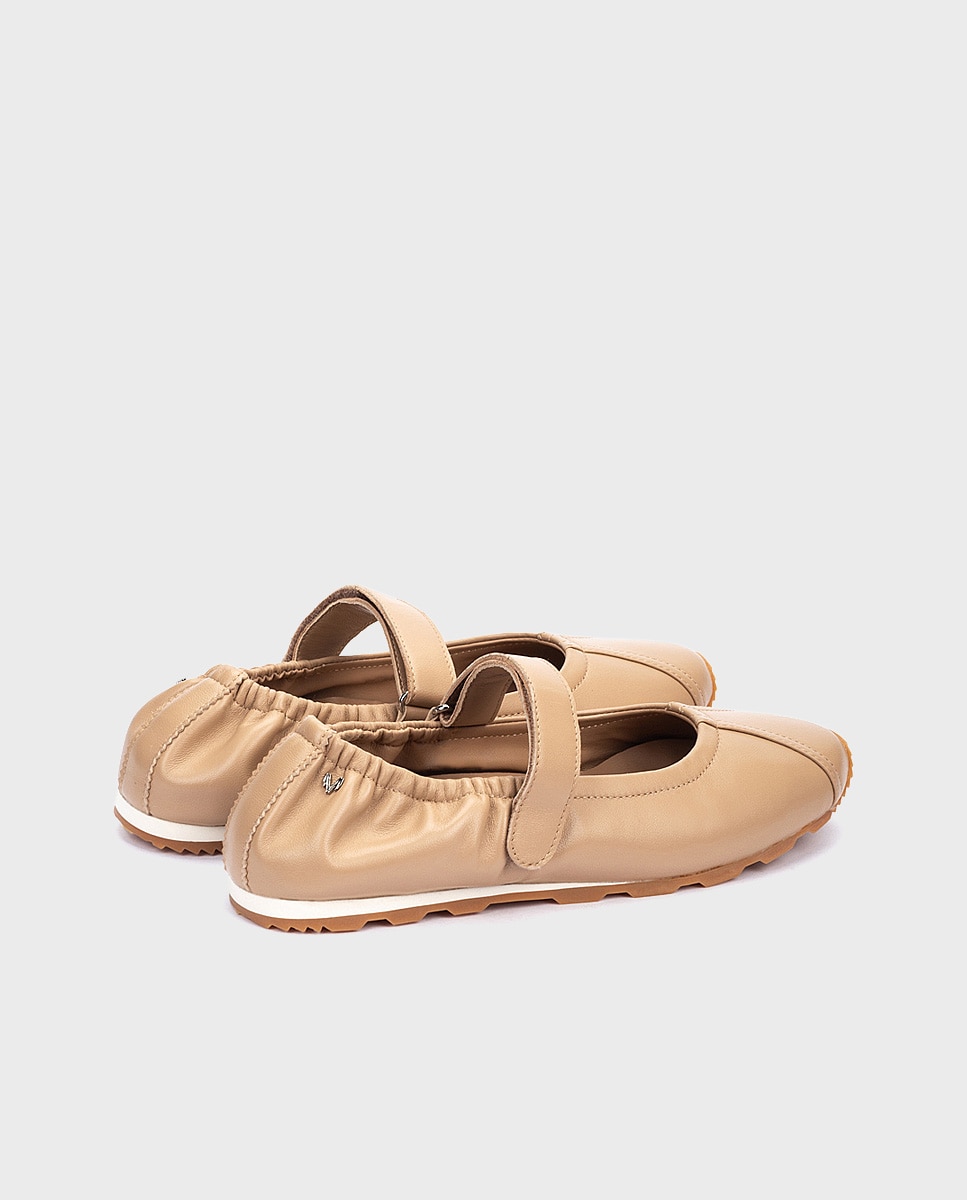 Bailarinas de mujer de piel con cierre adherente - Martinelli - Beige Beige-2
