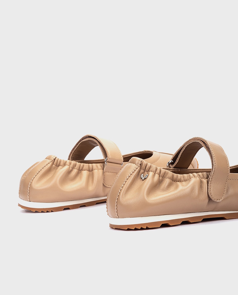 Bailarinas de mujer de piel con cierre adherente - Martinelli - Beige Beige-4