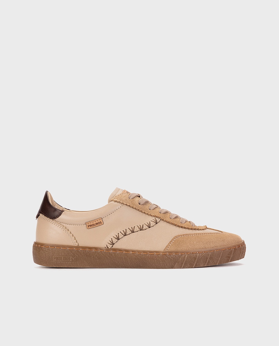 Zapatillas de mujer de piel con plantilla memory foam extraíble - Pikolinos - Natural Natural-1