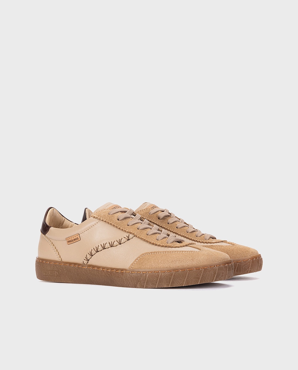 Zapatillas de mujer de piel con plantilla memory foam extraíble - Pikolinos - Natural Natural-3