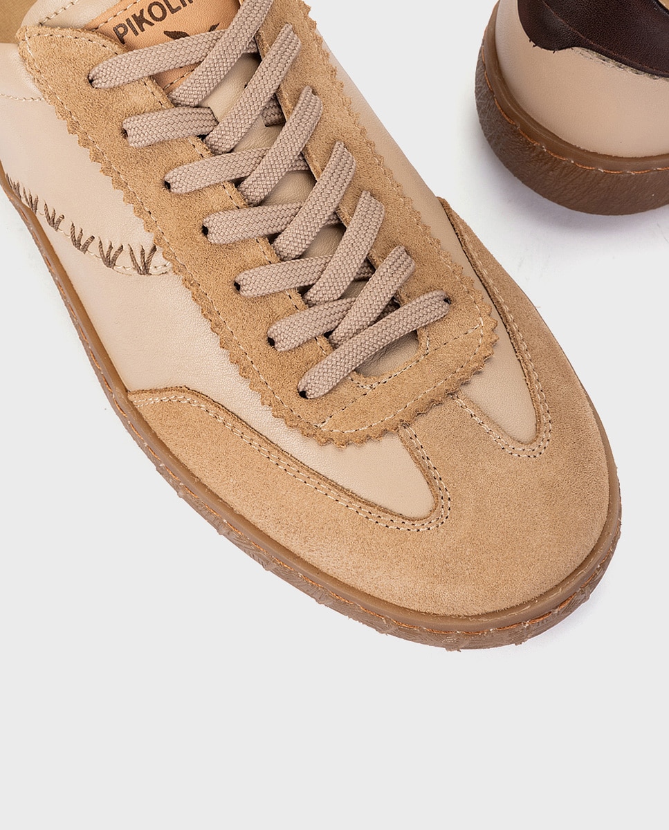 Zapatillas de mujer de piel con plantilla memory foam extraíble - Pikolinos - Natural Natural-4
