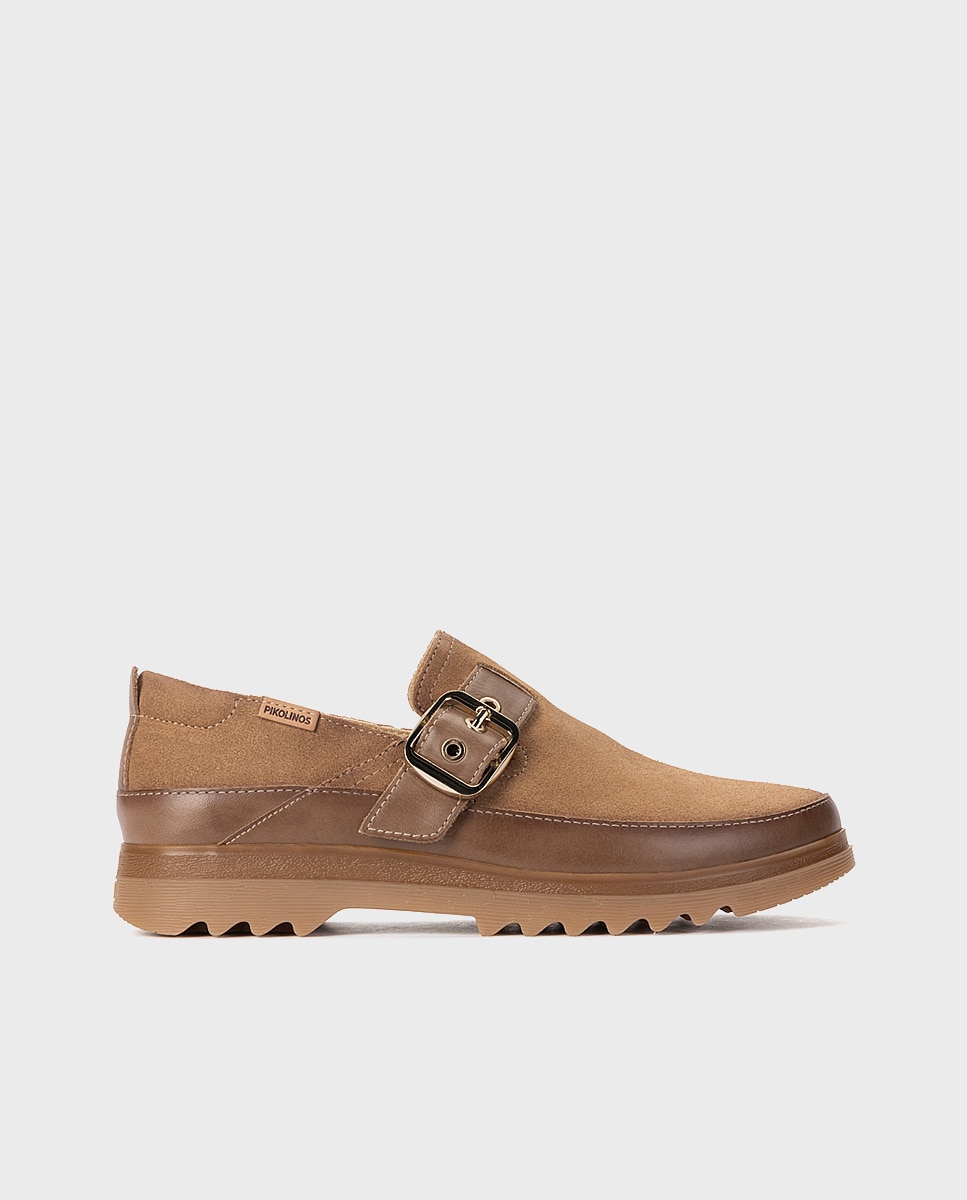 Imagen 0 de Zapatos planos de mujer de piel con plantilla memory foam extraíble Marrón