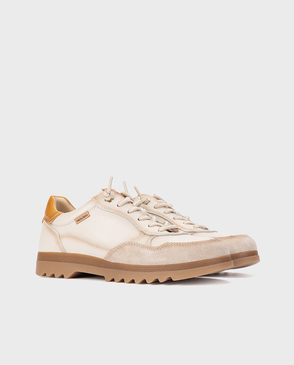 Zapatillas de mujer de piel con plantilla memory foam extraíble en color - Pikolinos - Blanco Blanco-3