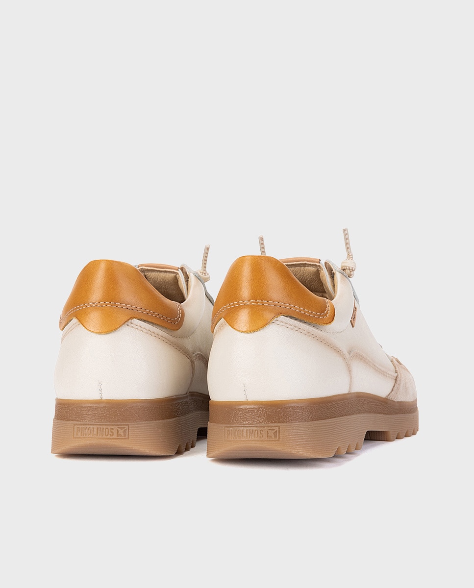 Zapatillas de mujer de piel con plantilla memory foam extraíble en color - Pikolinos - Blanco Blanco-2