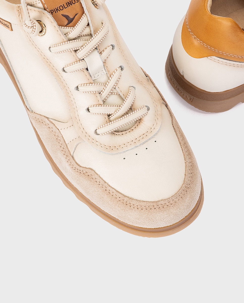 Zapatillas de mujer de piel con plantilla memory foam extraíble en color - Pikolinos - Blanco Blanco-4