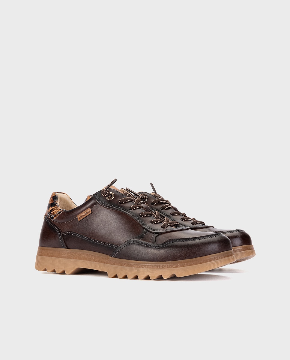 Zapatillas de mujer de piel con plantilla memory foam extraíble en color - Pikolinos - Marrón oscuro Marrón oscuro-3