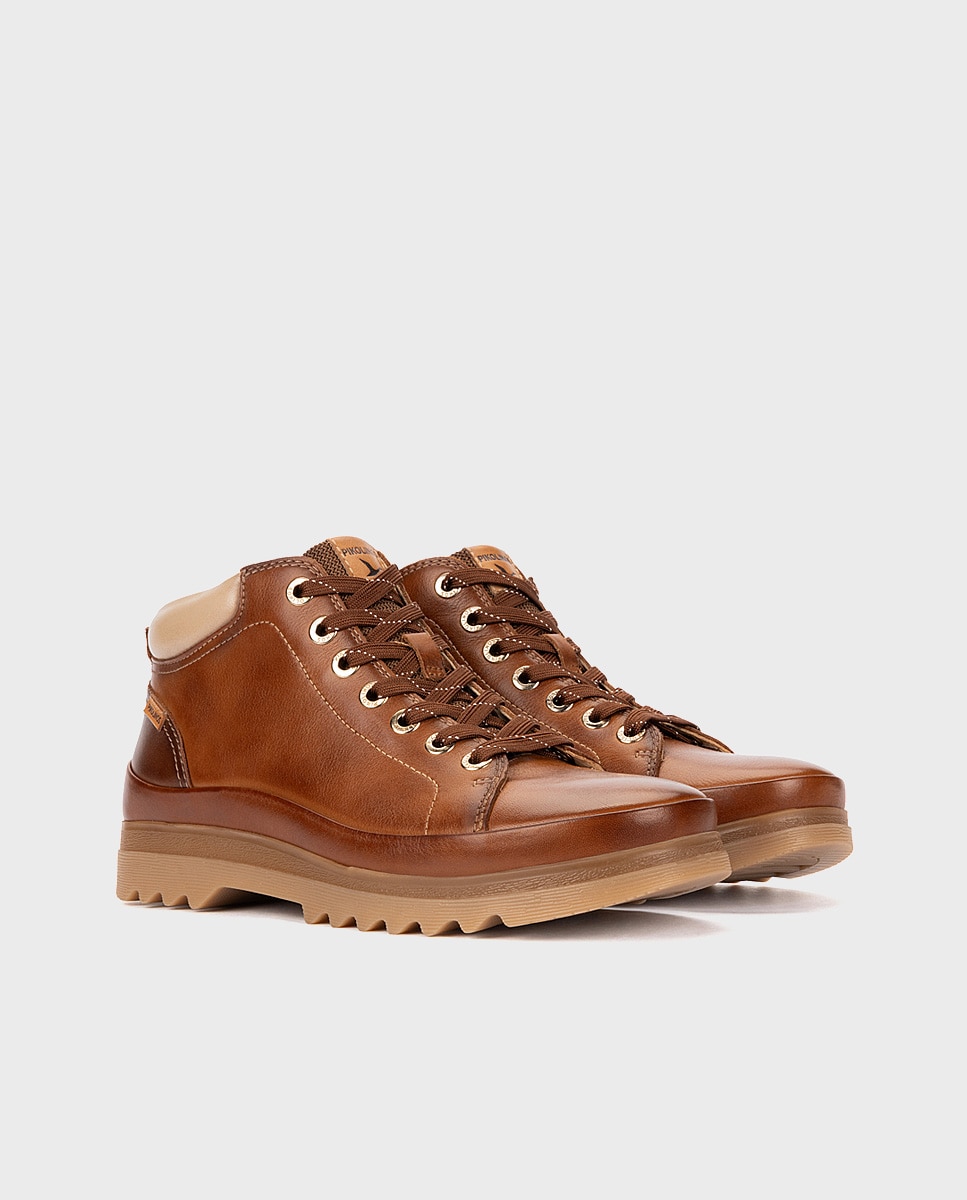 Botines de mujer de piel con plantilla memory foam extraíble - Pikolinos - Marrón Marrón-3