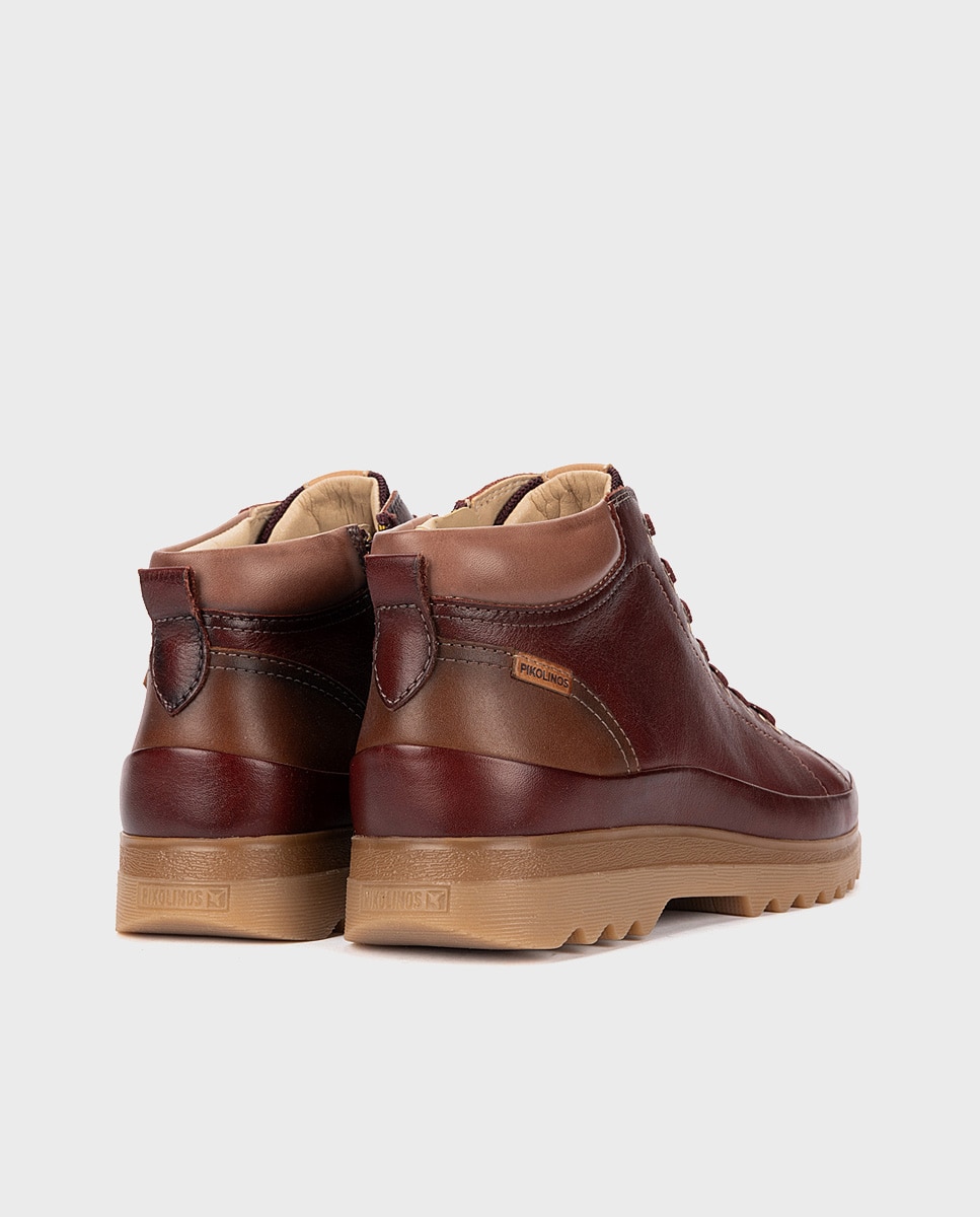 Botines de mujer de piel con plantilla memory foam extraíble - Pikolinos - Granate Granate-2