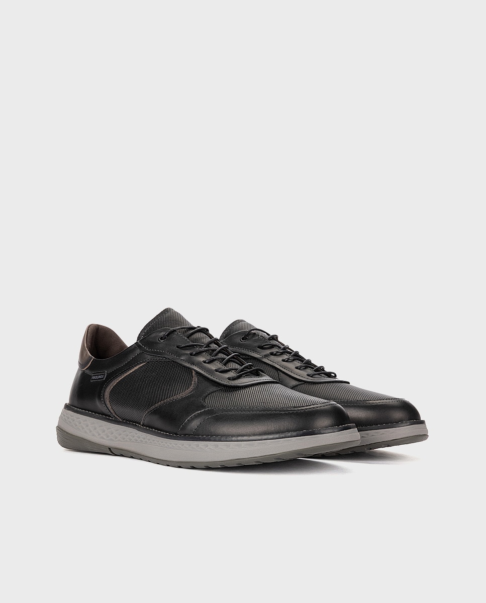 Imagen 3 de Zapatillas de hombre de piel con suela extraligera - Pikolinos - Negro Negro