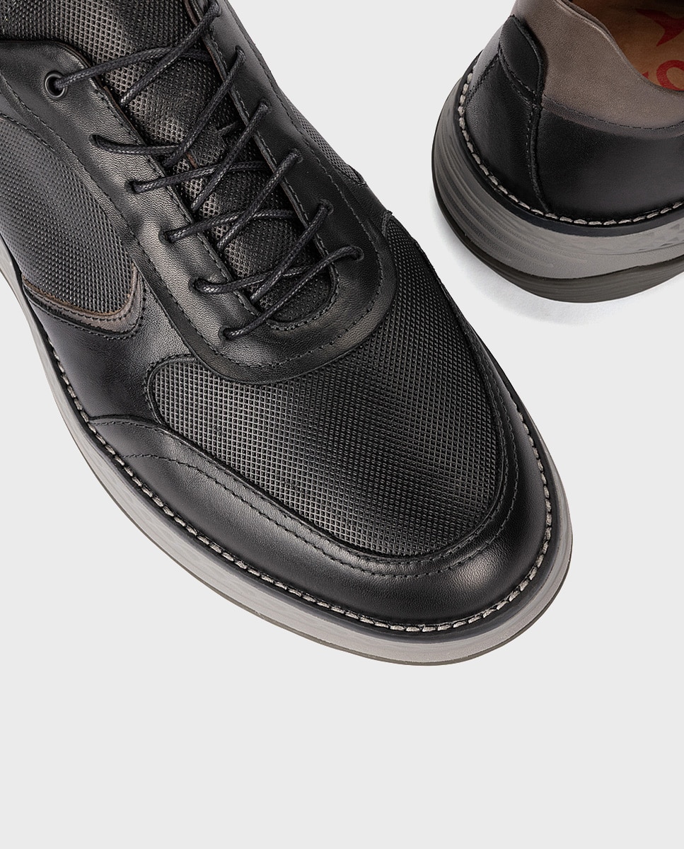 Imagen 4 de Zapatillas de hombre de piel con suela extraligera - Pikolinos - Negro Negro