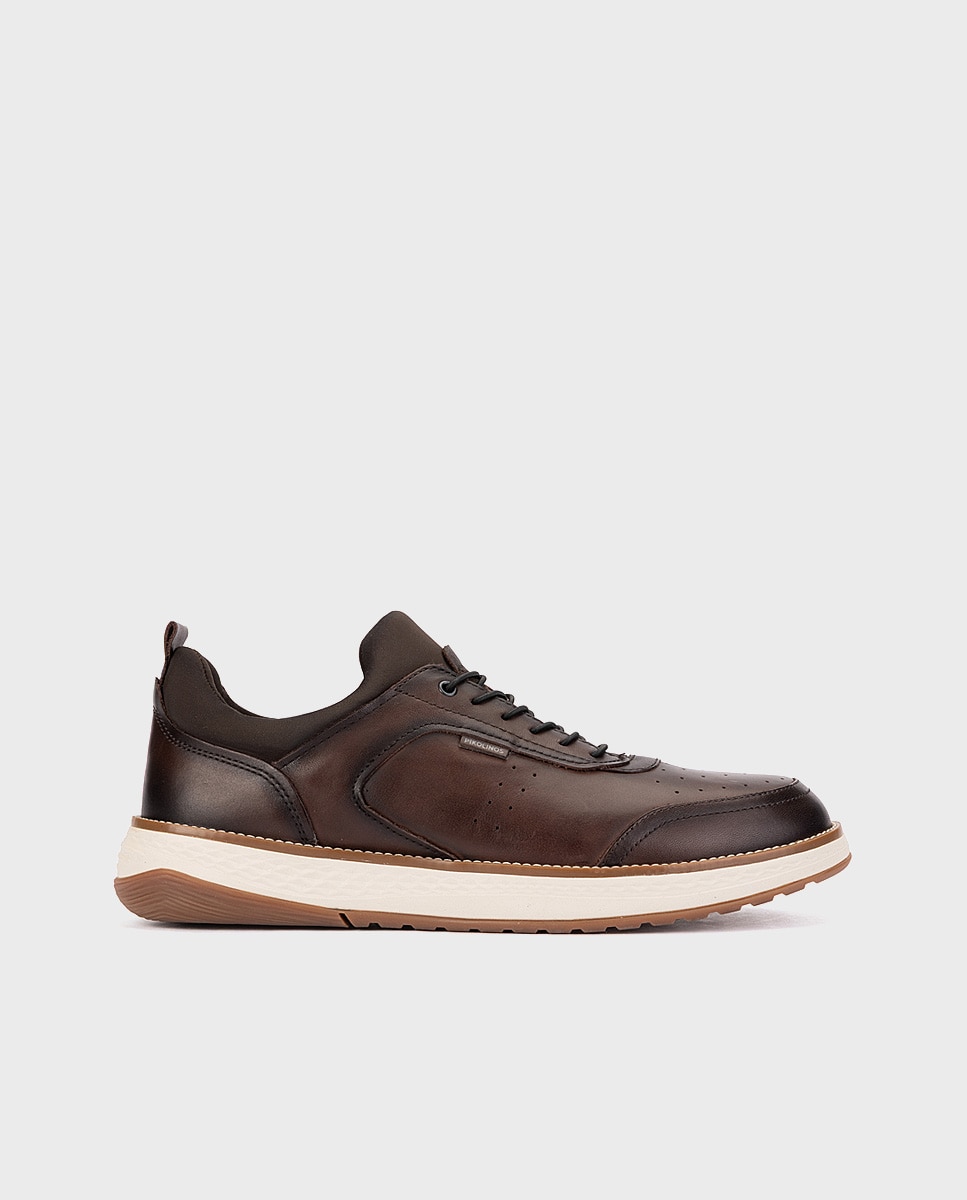 Imagen 0 de Zapatillas de hombre de piel con suela extraligera Marrón oscuro