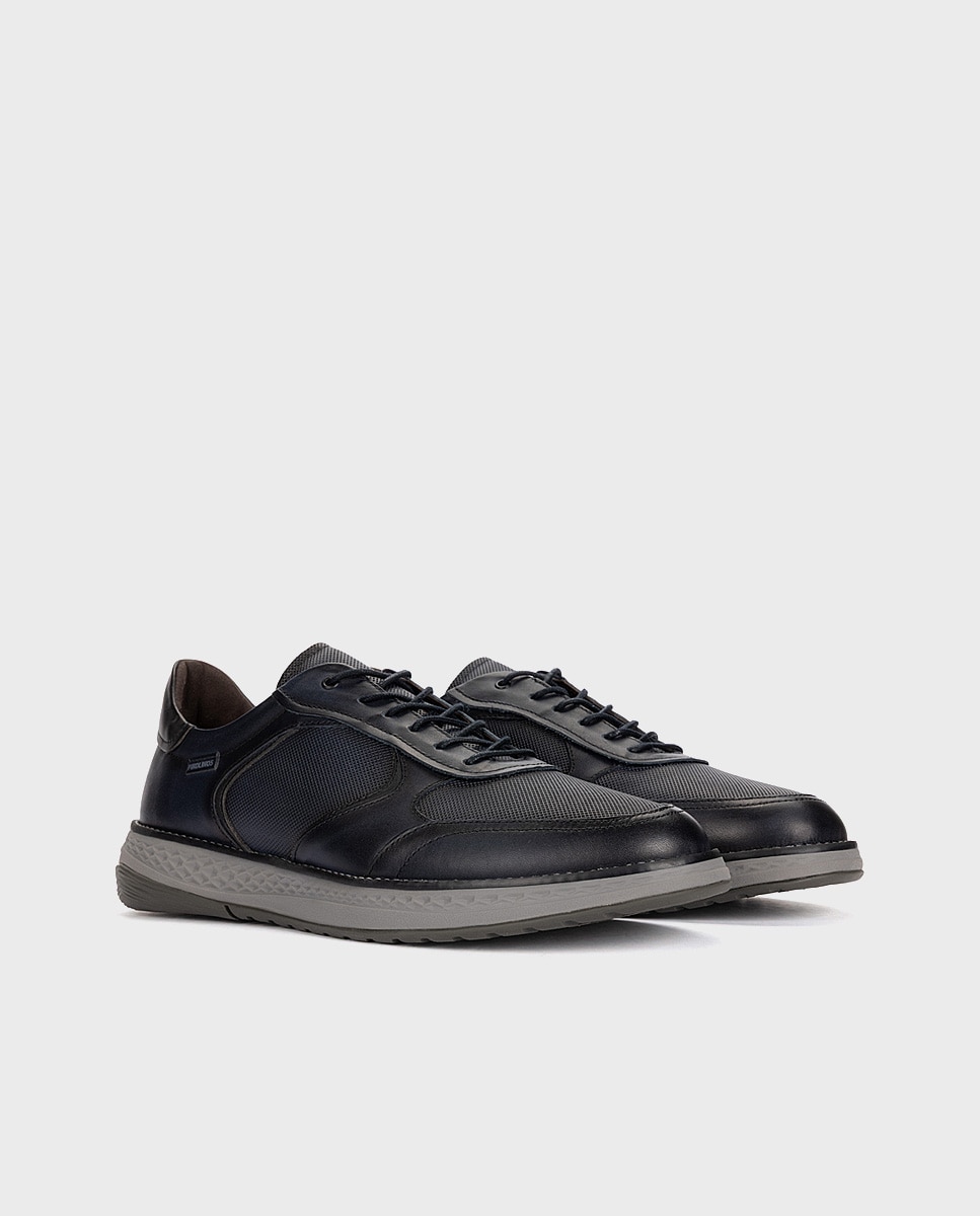 Imagen 3 de Zapatillas de hombre de piel con suela extraligera - Pikolinos - Azul Azul
