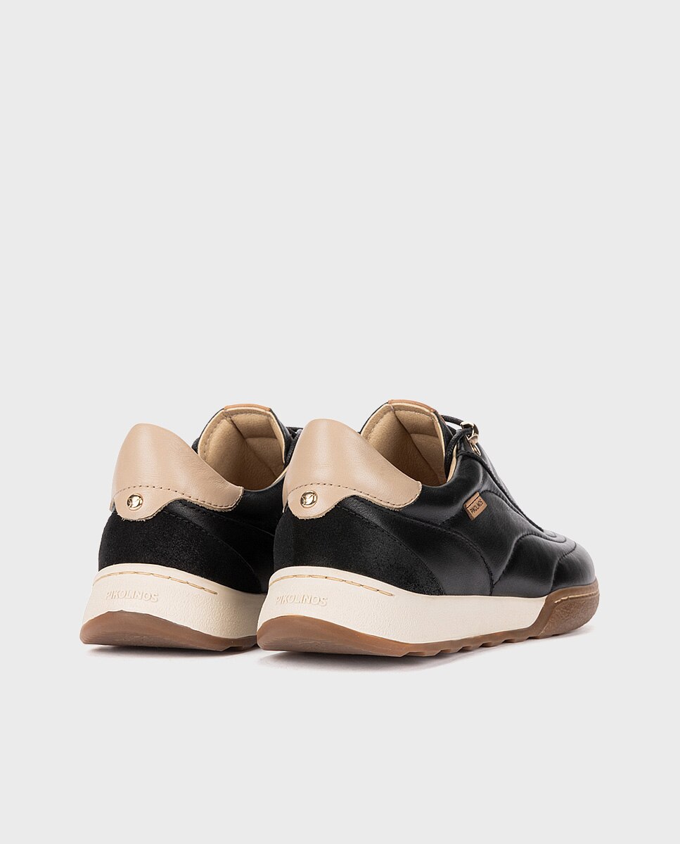 Imagen 2 de Zapatillas de mujer de piel con plantilla memory foam extraíble - Pikolinos - Negro Negro