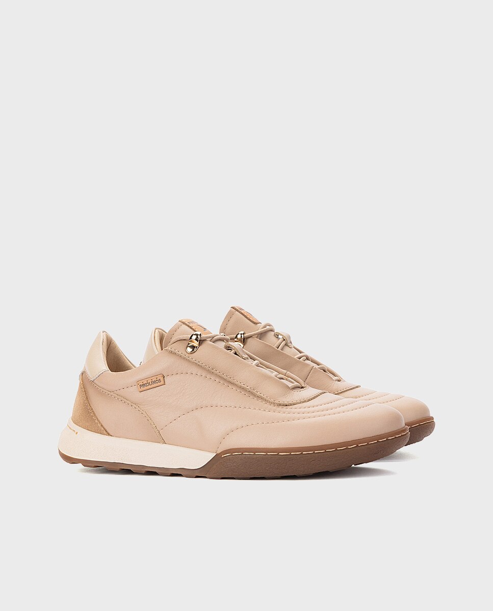 Zapatillas de mujer de piel con plantilla memory foam extraíble - Pikolinos - Natural Natural-3