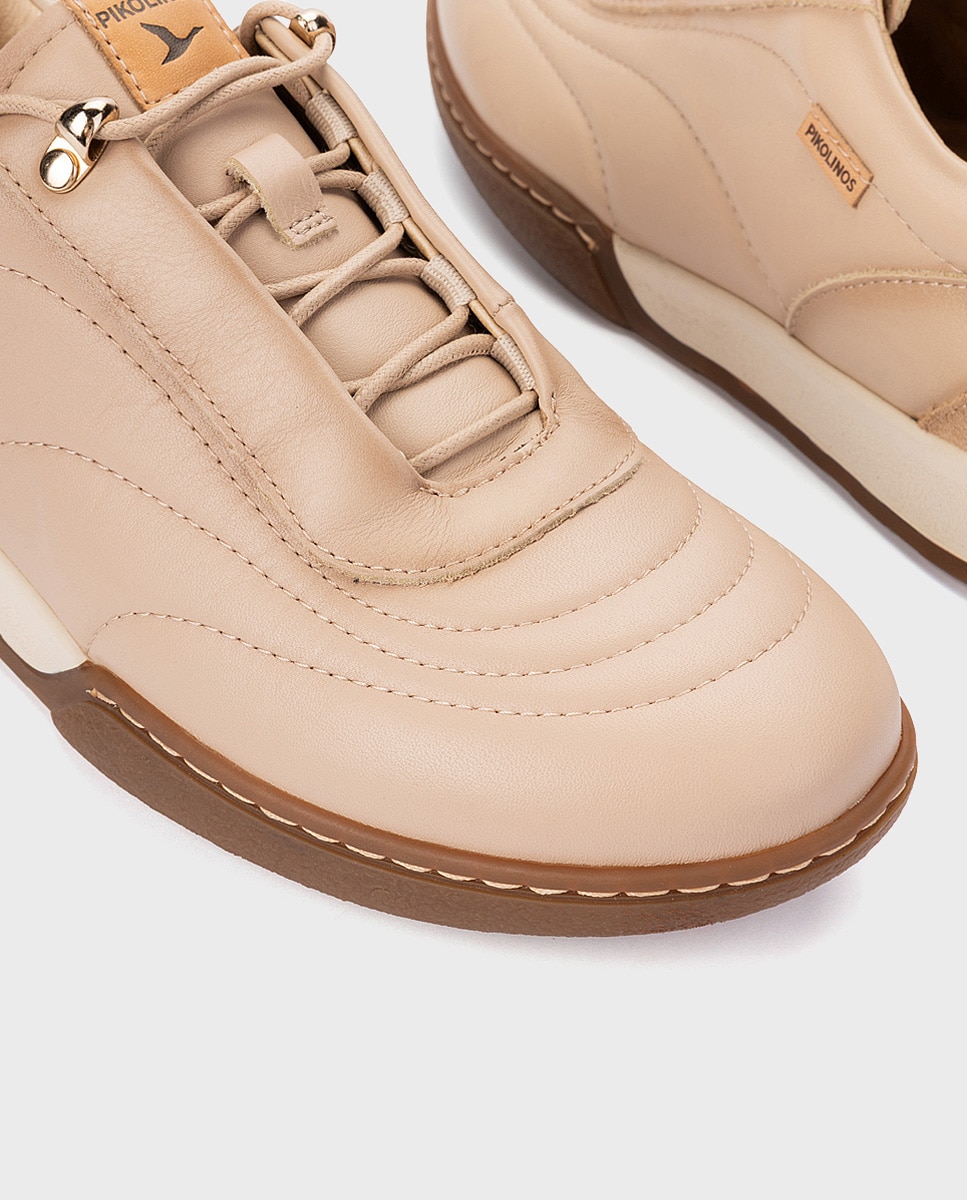 Zapatillas de mujer de piel con plantilla memory foam extraíble - Pikolinos - Natural Natural-4