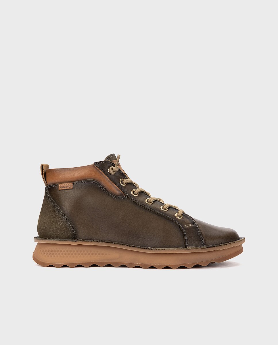 Botines de mujer de piel con suela extraligera - Pikolinos - Verde oscuro Verde oscuro-1