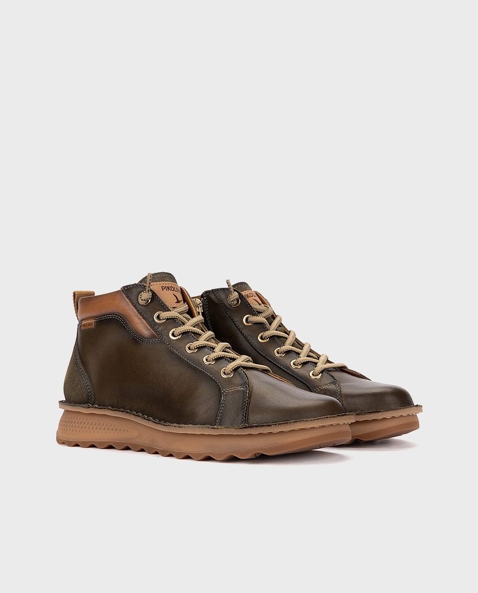 Botines de mujer de piel con suela extraligera - Pikolinos - Verde oscuro Verde oscuro-3