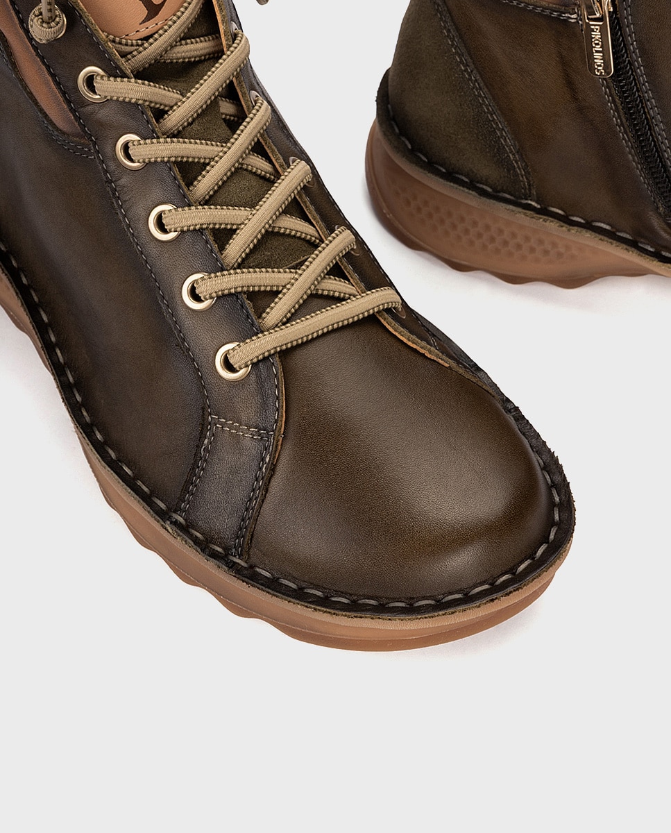 Botines de mujer de piel con suela extraligera - Pikolinos - Verde oscuro Verde oscuro-4