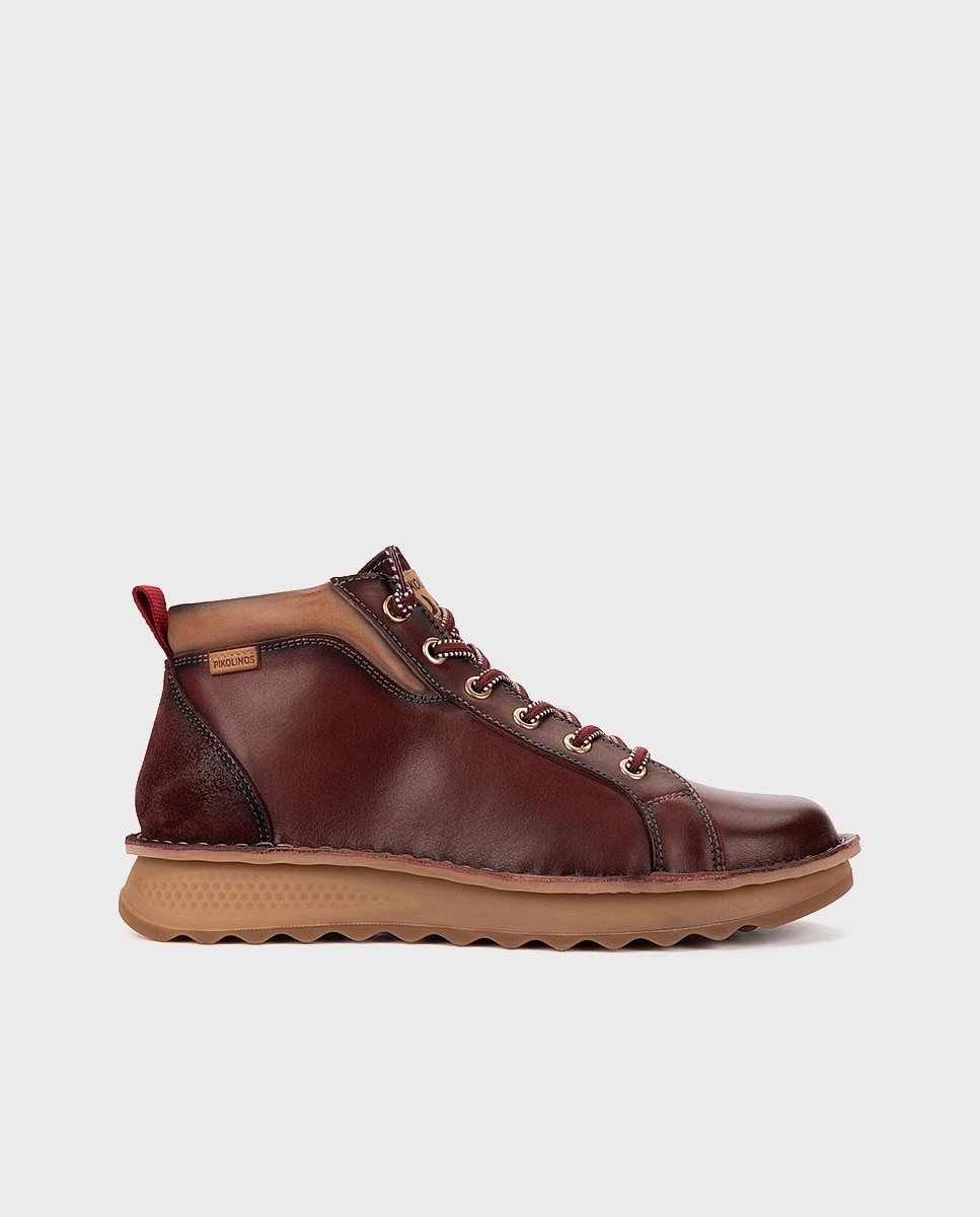 Botines de mujer de piel con suela extraligera - Pikolinos - Granate Granate-1