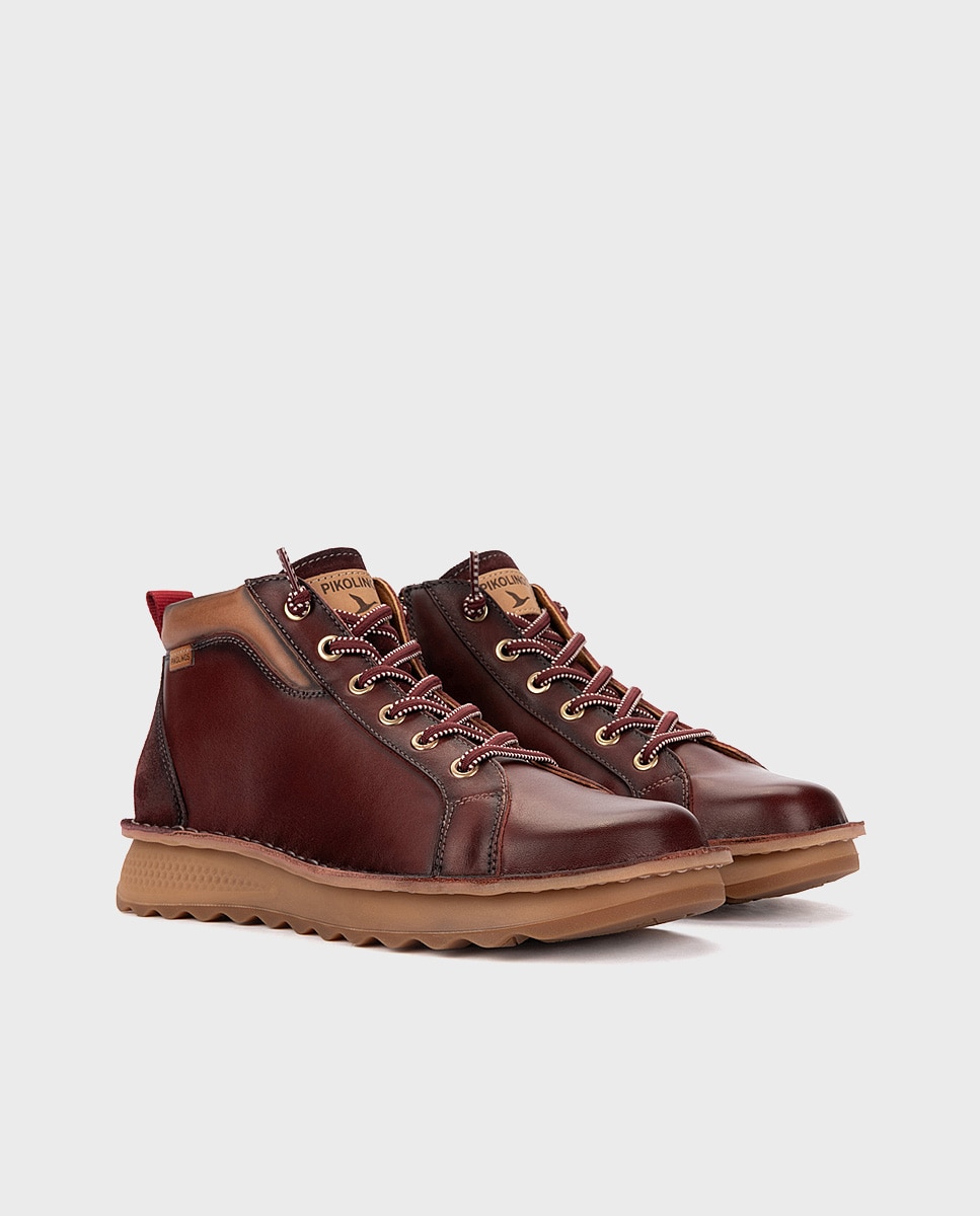 Botines de mujer de piel con suela extraligera - Pikolinos - Granate Granate-3