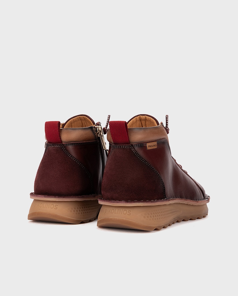 Botines de mujer de piel con suela extraligera - Pikolinos - Granate Granate-2