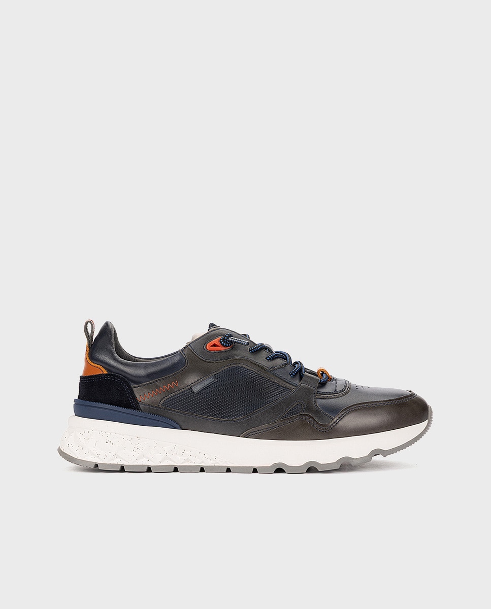 Imagen 0 de Zapatillas de hombre de piel con plantilla memory foam y suela extraligera Azul
