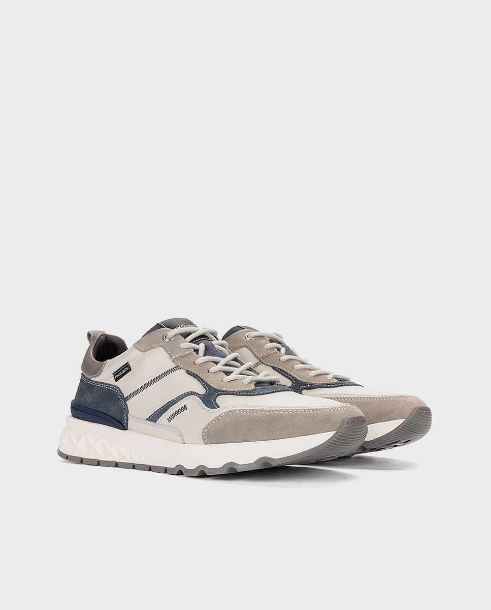Imagen 3 de Zapatillas de hombre de piel con plantilla Memory Foam y suela extraligera - Blanco Blanco