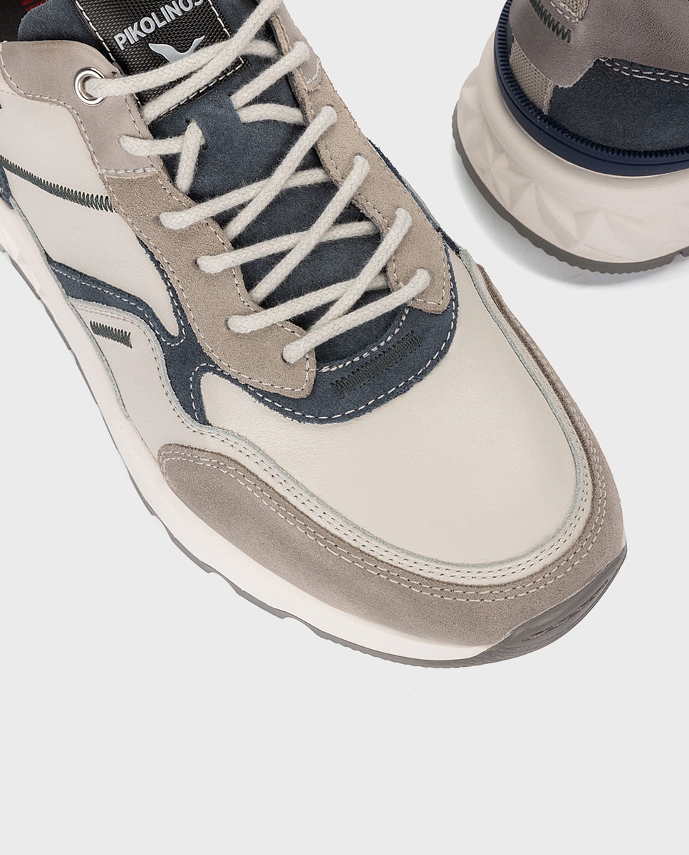 Imagen 4 de Zapatillas de hombre de piel con plantilla Memory Foam y suela extraligera - Blanco Blanco