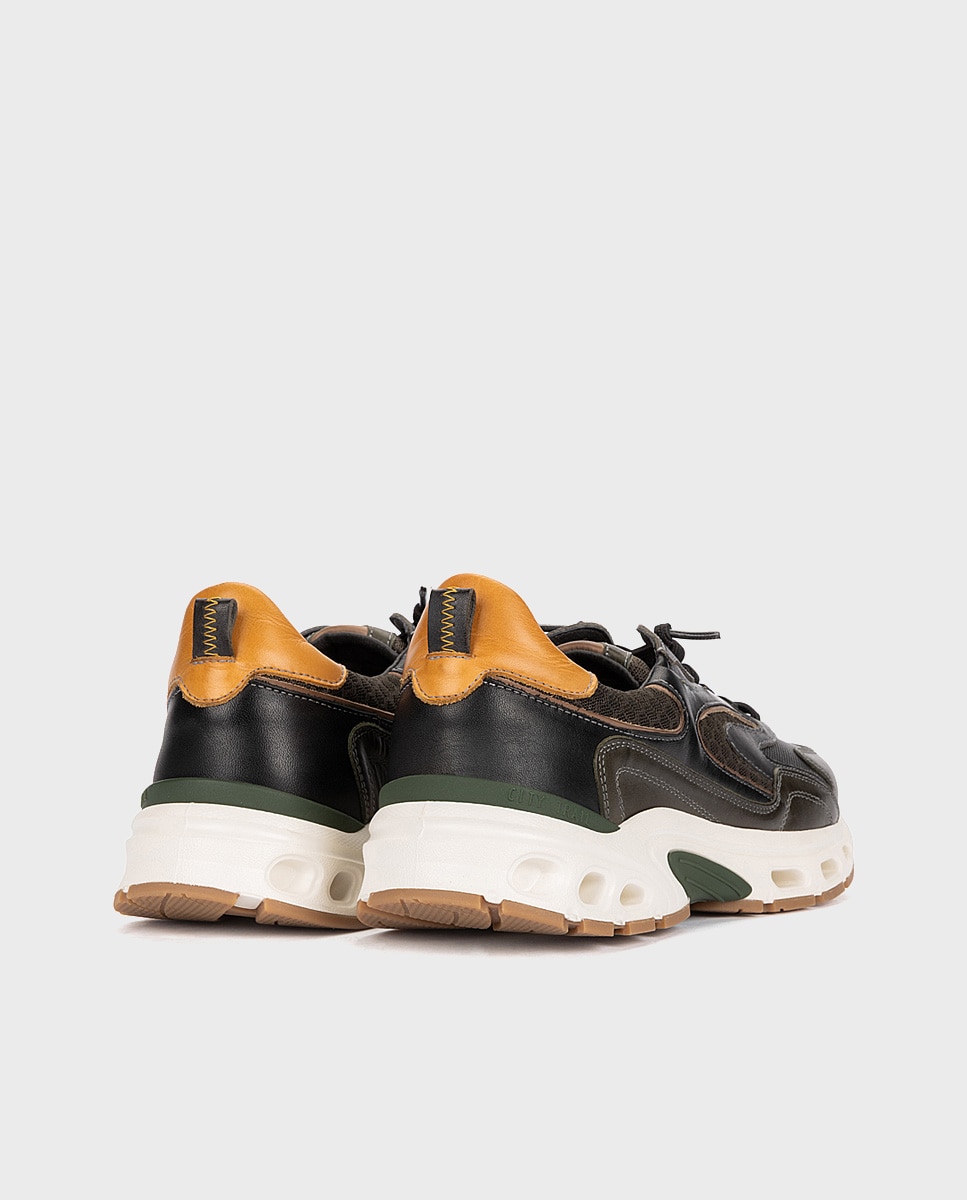 Zapatillas de hombre de piel con plantilla acolchada memory foam y suela extraligera - Pikolinos - Verde Verde-2