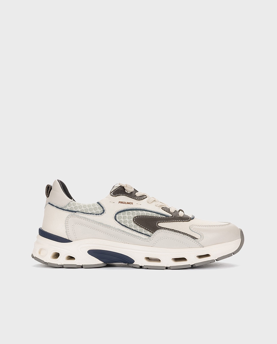 Zapatillas de hombre de piel con plantilla acolchada memory foam y suela extraligera - Pikolinos - Blanco Blanco-1