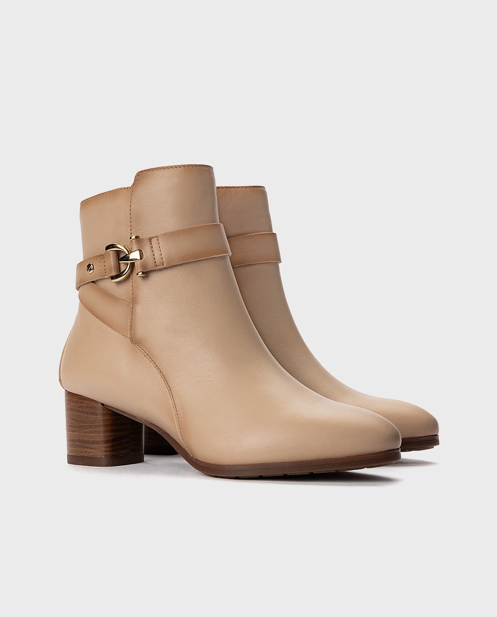 Imagen 3 de Botines de tacón de mujer de piel con cremallera - Pikolinos - Natural Natural