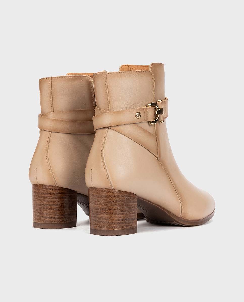 Imagen 2 de Botines de tacón de mujer de piel con cremallera - Pikolinos - Natural Natural