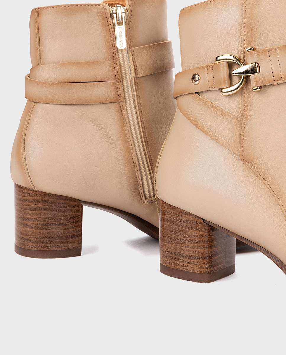 Imagen 4 de Botines de tacón de mujer de piel con cremallera - Pikolinos - Natural Natural