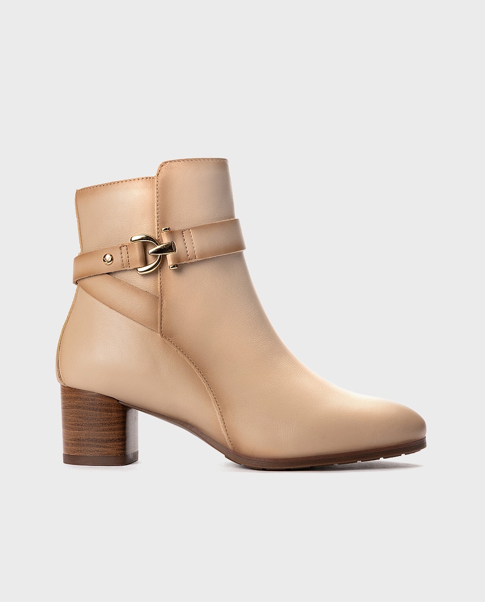 Imagen 0 de Botines de tacón de mujer de piel con cremallera Natural