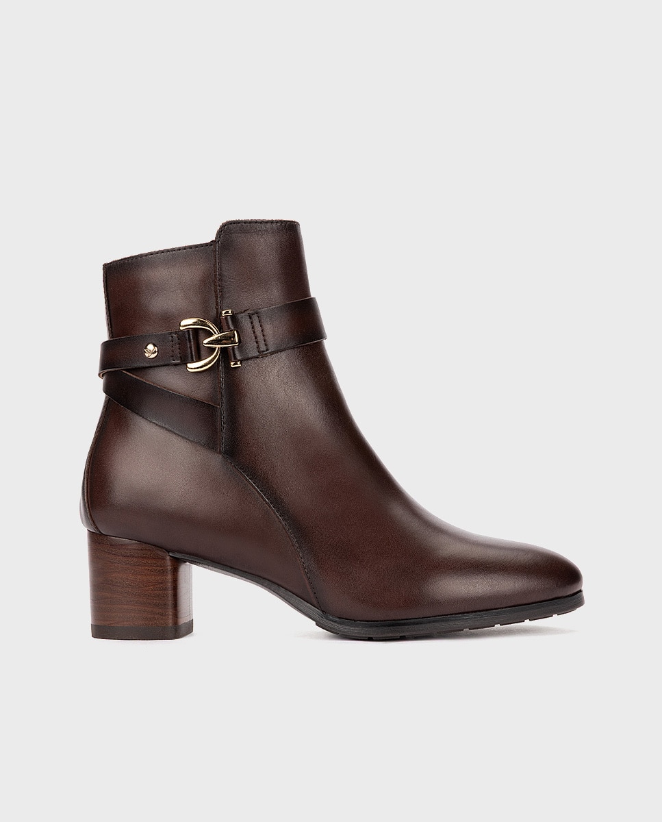 Botines de tacón de mujer de piel con cremallera - Pikolinos - Marrón oscuro Marrón oscuro-1