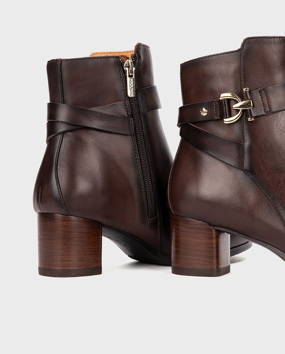 Botines de tacón de mujer de piel con cremallera - Pikolinos - Marrón oscuro Marrón oscuro-4