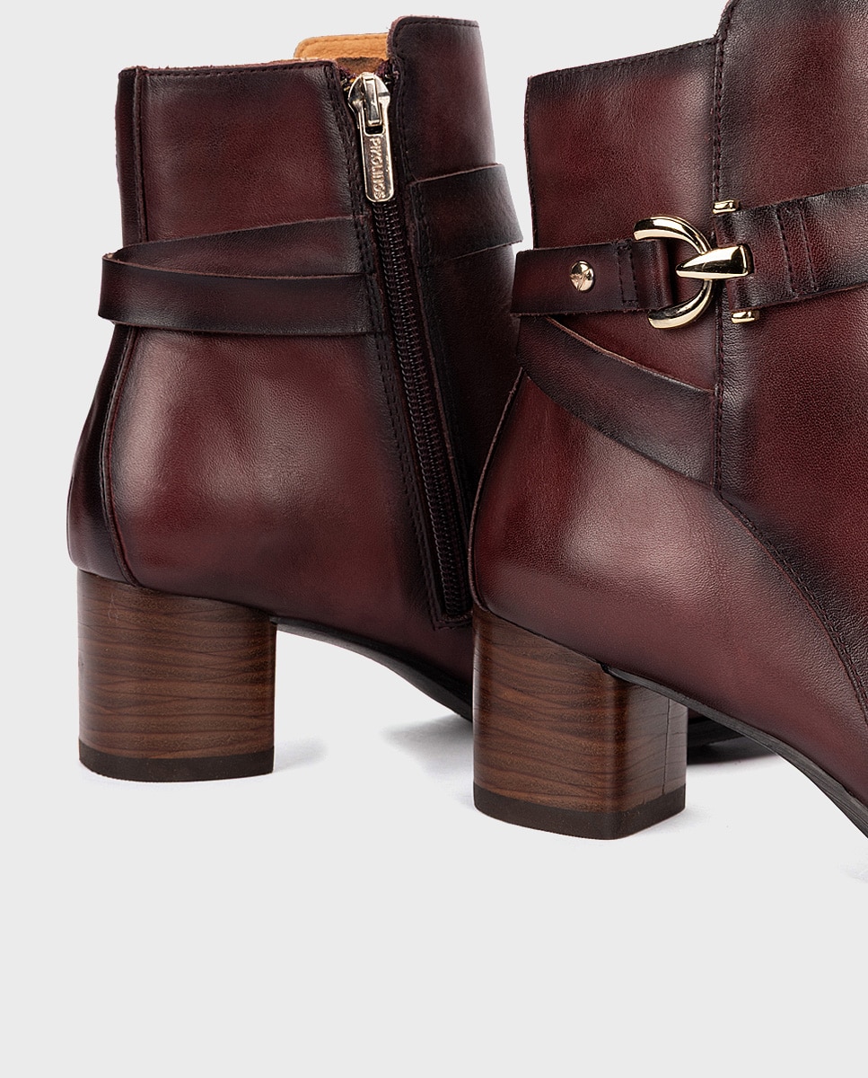 Imagen 4 de Botines de tacón de mujer de piel con cremallera - Pikolinos - Burdeos Burdeos