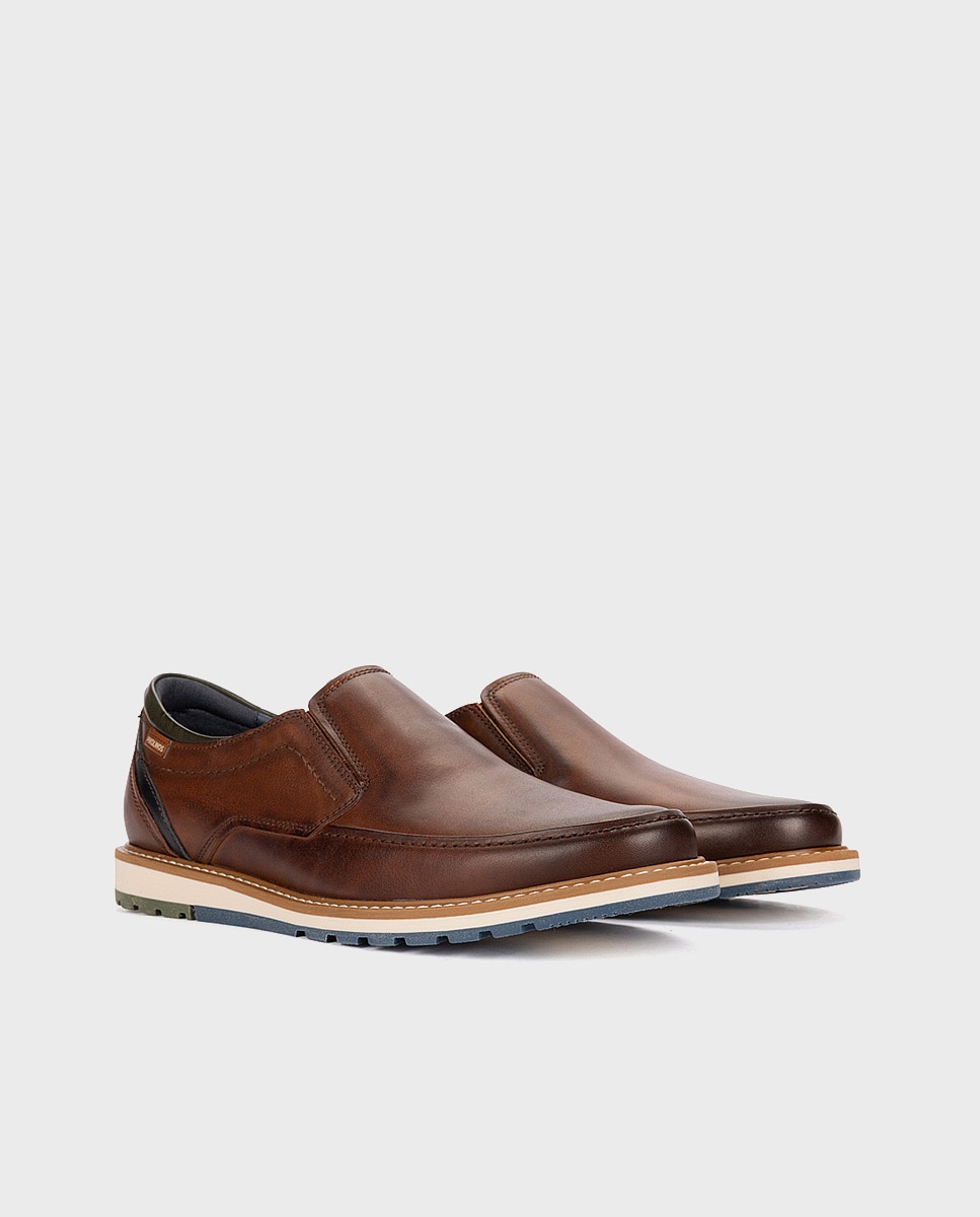 Mocasines de hombre de piel con plantilla extraíble - Pikolinos - Marrón Marrón-3
