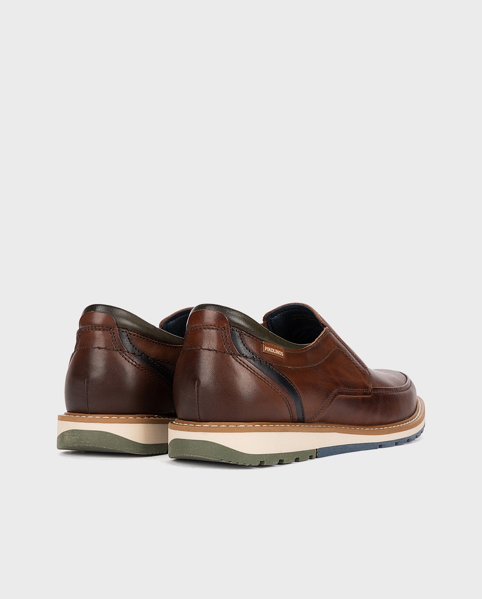 Mocasines de hombre de piel con plantilla extraíble - Pikolinos - Marrón Marrón-2
