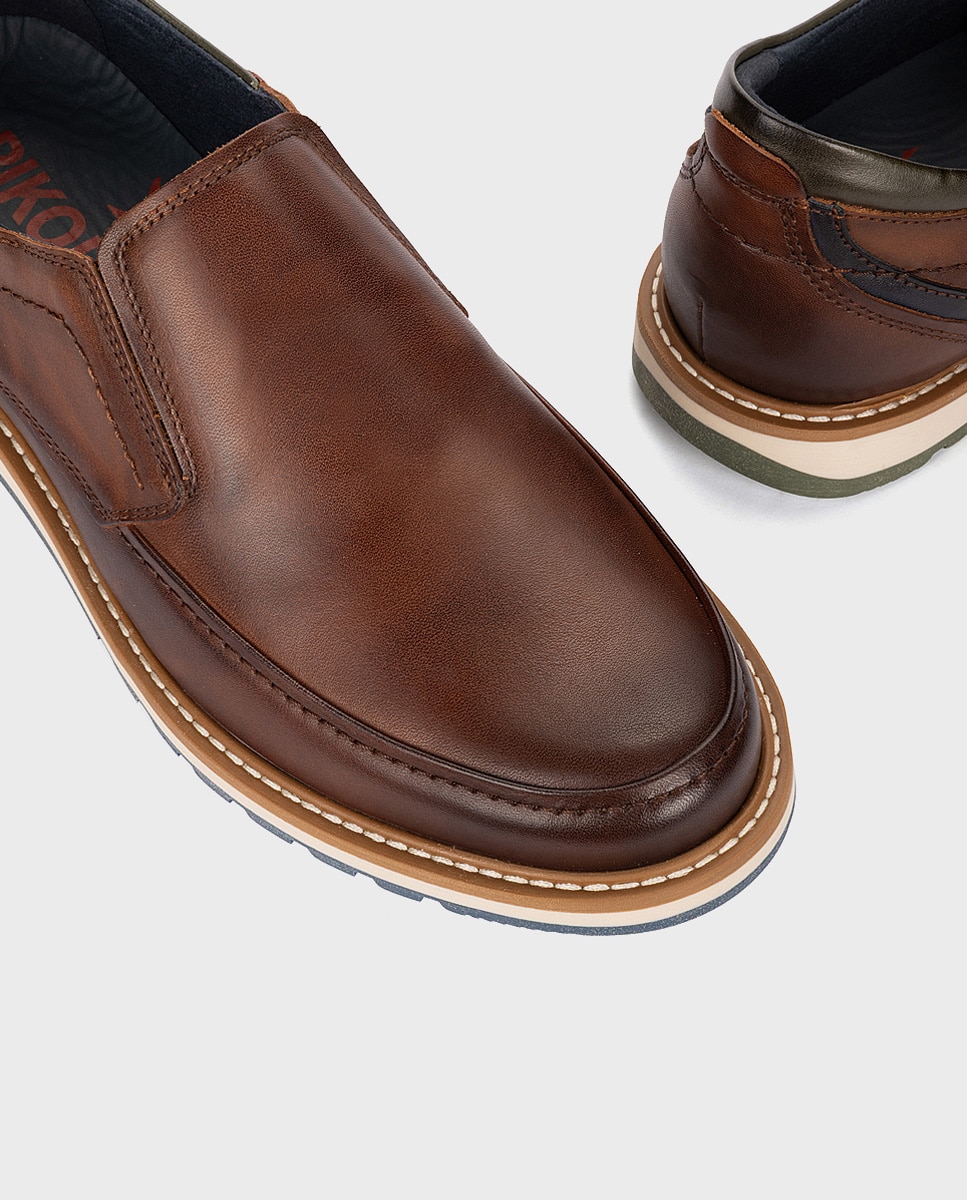 Mocasines de hombre de piel con plantilla extraíble - Pikolinos - Marrón Marrón-4