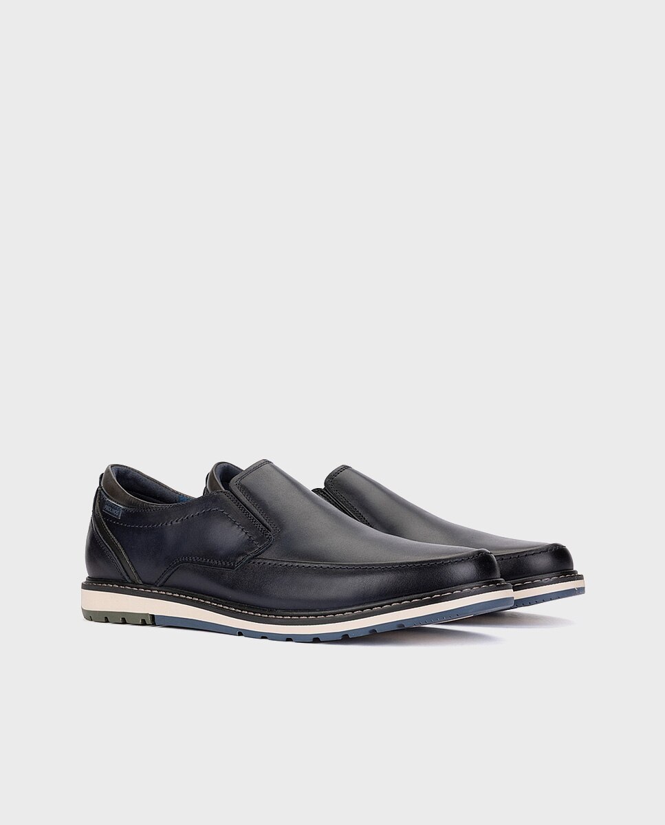 Mocasines de hombre de piel con plantilla extraíble - Pikolinos - Azul Azul-3