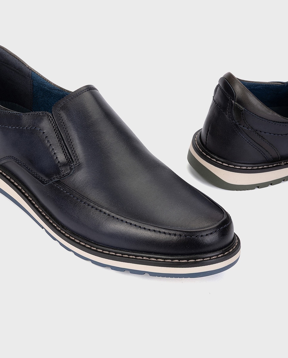 Mocasines de hombre de piel con plantilla extraíble - Pikolinos - Azul Azul-4