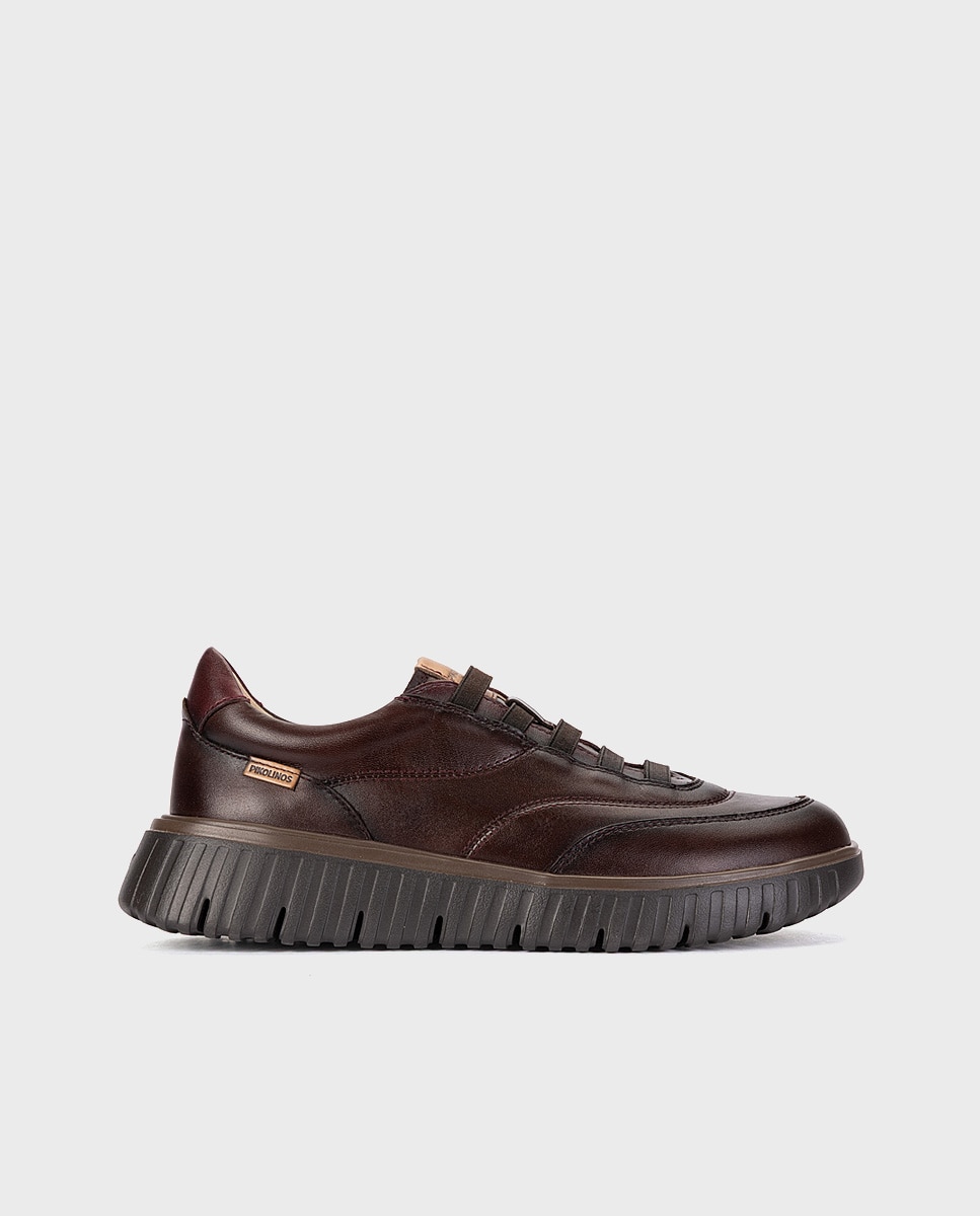 Zapatillas de mujer de piel con plantilla acolchada memory foam y suela extraligera en color - Pikolinos - Marrón oscuro Marrón oscuro-1